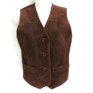 Kathy Ireland Vest Leather Suede Vintage Brown We… - image 1